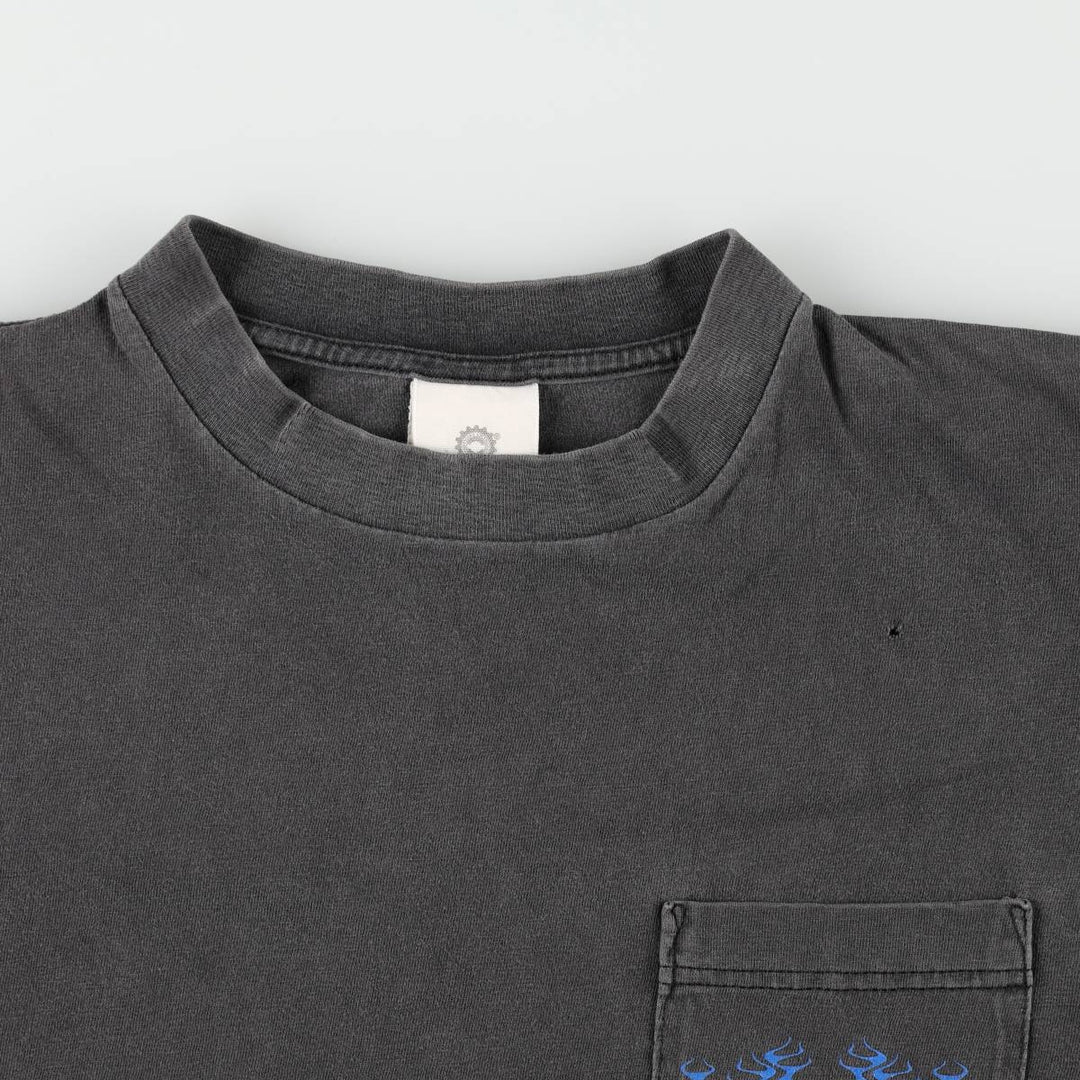 90'S Harley-Davidson Cafe Racer Fire Pattern Motorcycle T-Shirt, Men's Size XL (approx.) cotton black type Vintage Second Hand