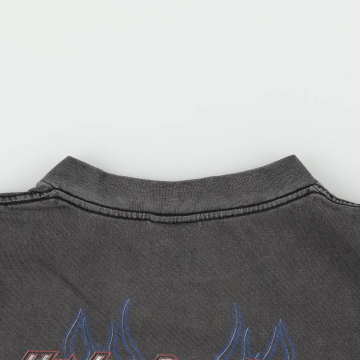 90'S Harley-Davidson Cafe Racer Fire Pattern Motorcycle T-Shirt, Men's Size XL (approx.) cotton black type Vintage Second Hand