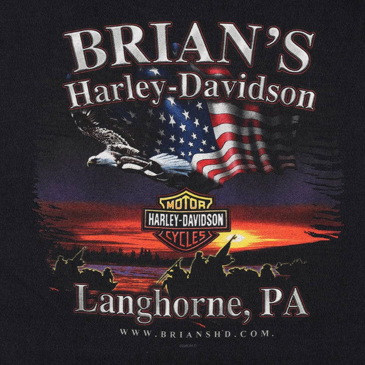 2000'S Harley-Davidson Eagle Pattern/Stars and Stripes Motorcycle T-Shirt, Men's Size XL (approx.) unclear black type Vintage Second Hand