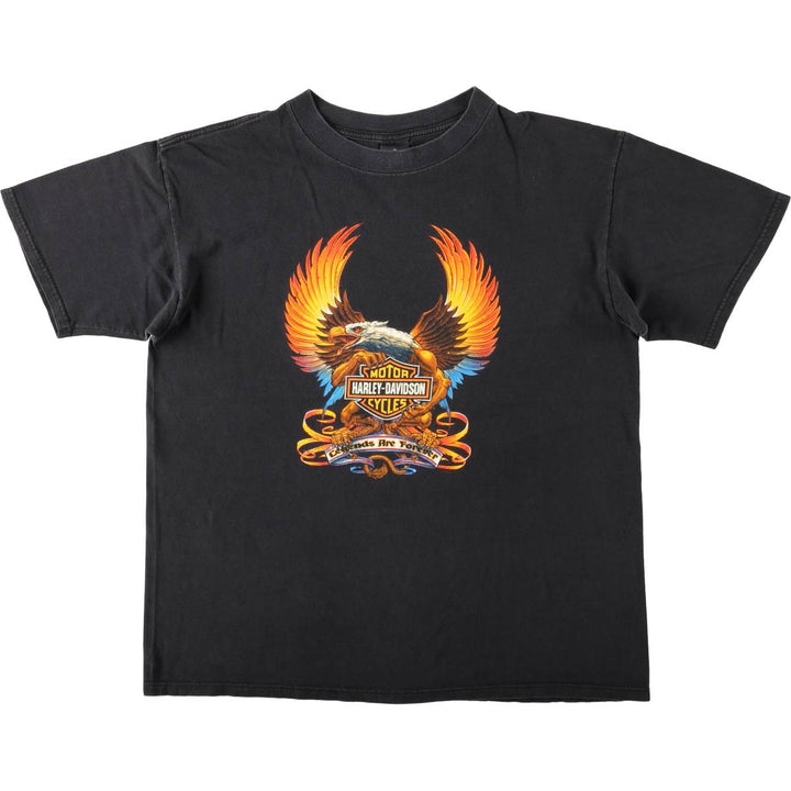 90'S Harley Davidson Eagle Pattern Motorcycle Bike T-shirt Made in USA Men's XL Vintage cotton black type Vintage Second Hand