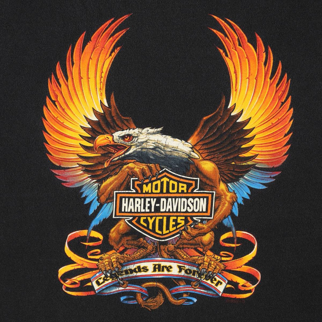 90'S Harley Davidson Eagle Pattern Motorcycle Bike T-shirt Made in USA Men's XL Vintage cotton black type Vintage Second Hand