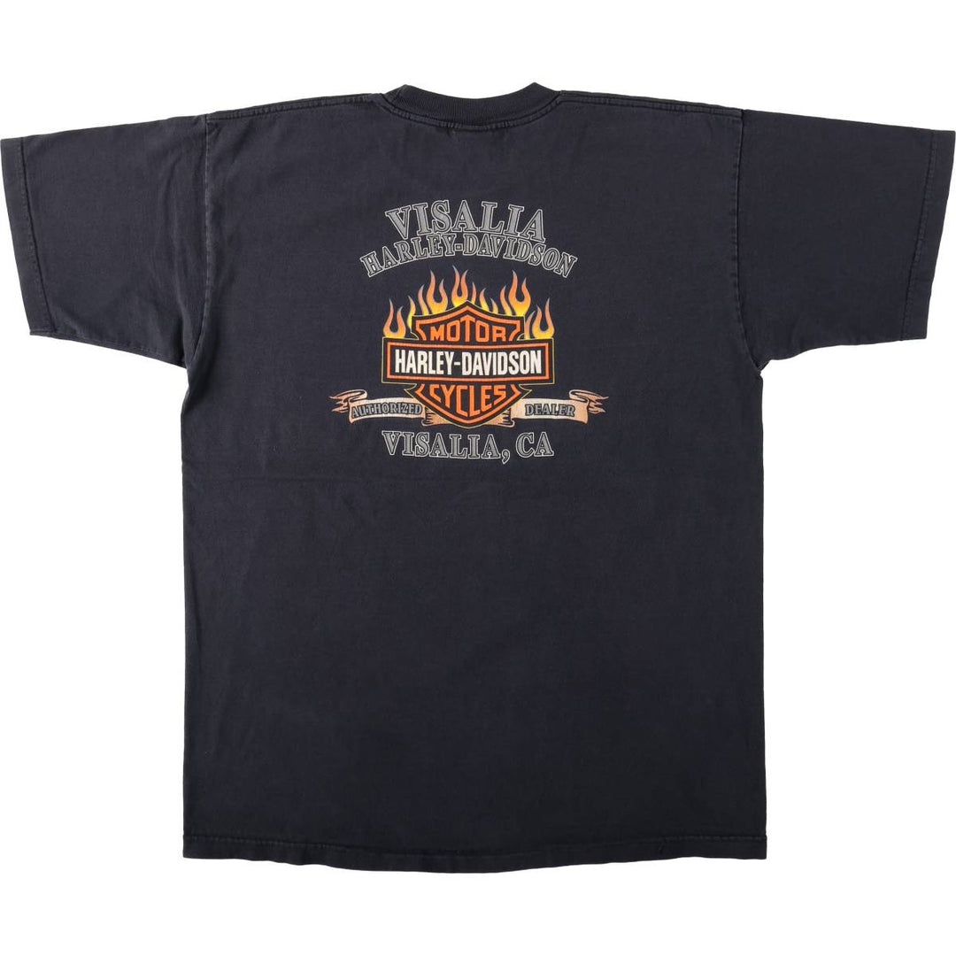 Harley Davidson Eagle Pattern Fire Pattern Motorcycle Bike T-shirt Men's XL unclear black type Vintage Second Hand