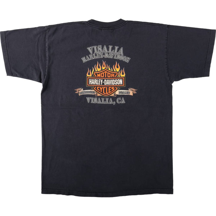 Harley Davidson Eagle Pattern Fire Pattern Motorcycle Bike T-shirt Men's XL unclear black type Vintage Second Hand