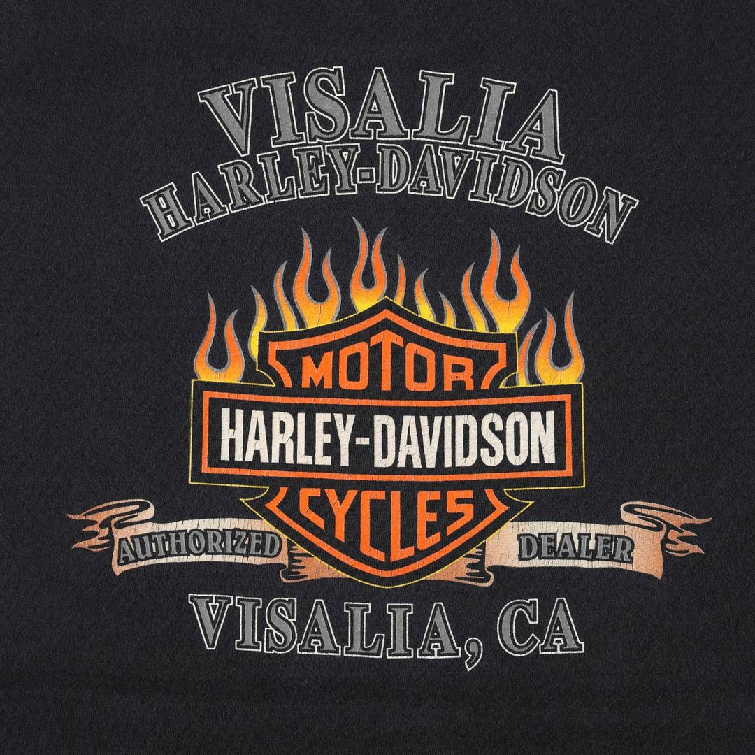 Harley Davidson Eagle Pattern Fire Pattern Motorcycle Bike T-shirt Men's XL unclear black type Vintage Second Hand