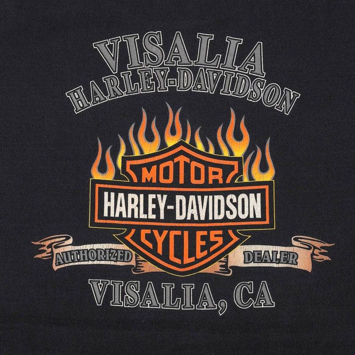 Harley Davidson Eagle Pattern Fire Pattern Motorcycle Bike T-shirt Men's XL unclear black type Vintage Second Hand