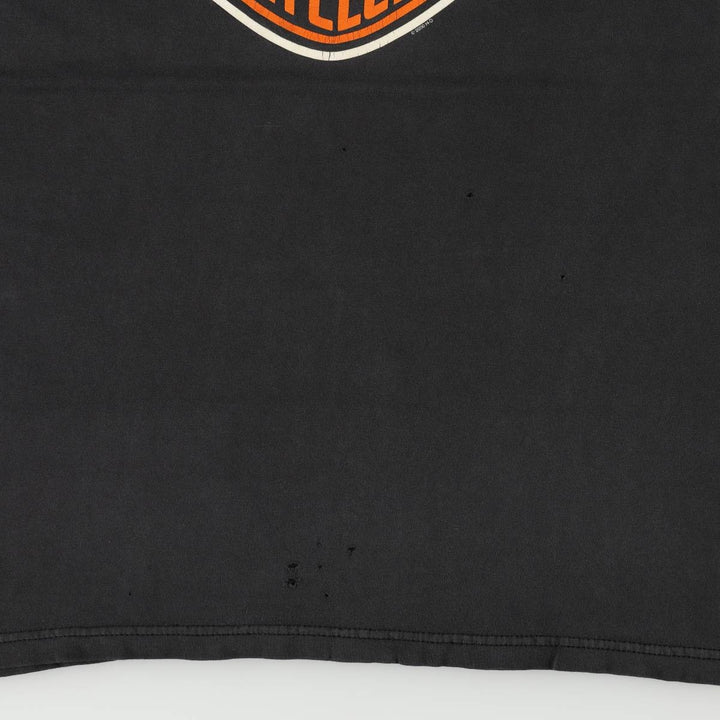 00'S Harley-Davidson Fire Pattern Motorcycle Bike T-Shirt Made in USA Men's L size cotton black type Vintage Second Hand