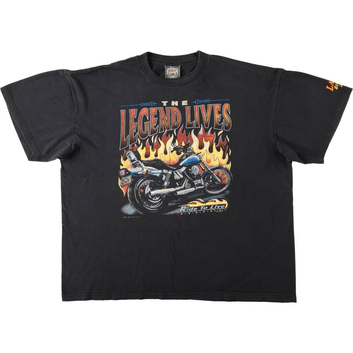 2000'S Thunder Sportswear Fire Pattern Eagle Design Motorcycle T-Shirt, Men's XXL (approx.) cotton black type Vintage Second Hand