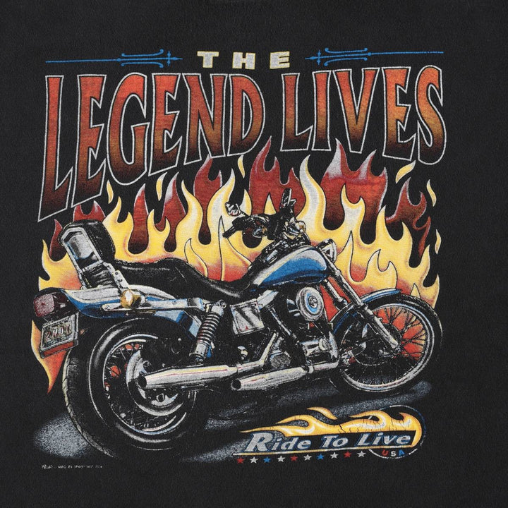 2000'S Thunder Sportswear Fire Pattern Eagle Design Motorcycle T-Shirt, Men's XXL (approx.) cotton black type Vintage Second Hand