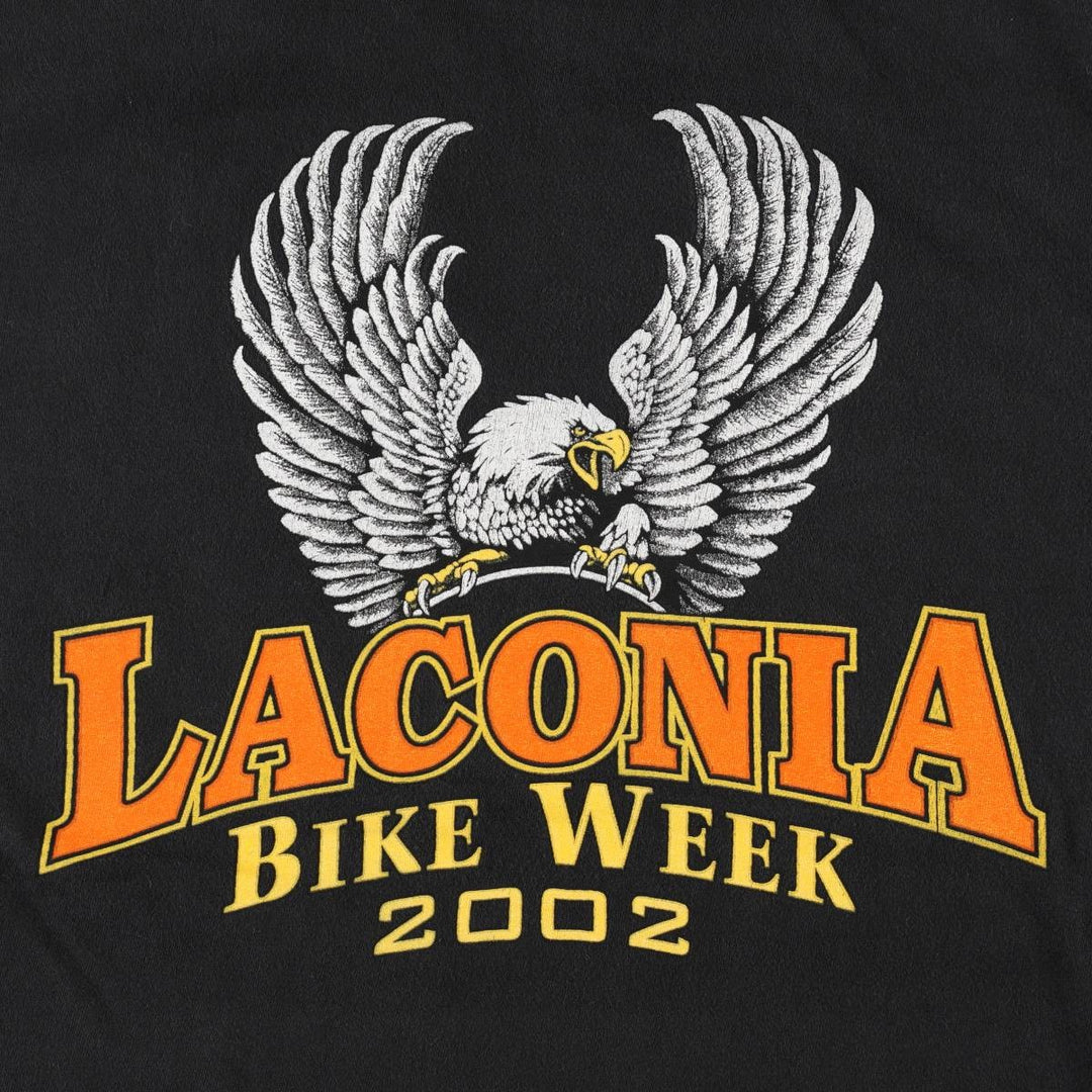 2000'S Thunder Sportswear Fire Pattern Eagle Design Motorcycle T-Shirt, Men's XXL (approx.) cotton black type Vintage Second Hand