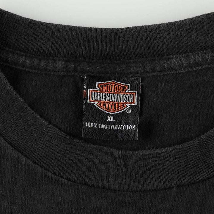 00'S Harley-Davidson Fire Pattern Motorcycle Bike T-Shirt Made in USA Men's XL cotton black type Vintage Second Hand