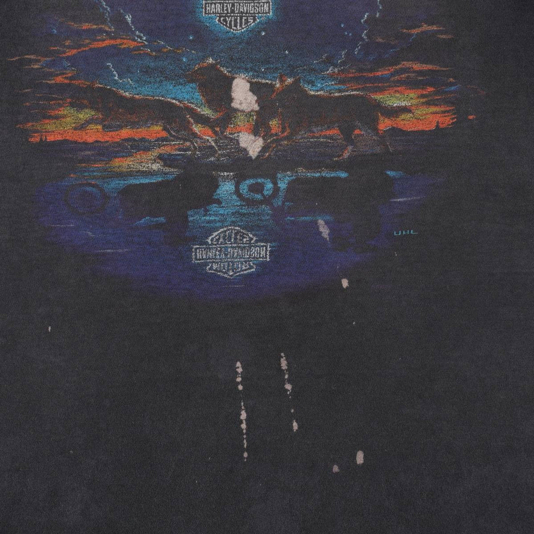 Harley-Davidson Motorcycle Bike T-shirt, Men's XL size unclear black type Vintage Second Hand