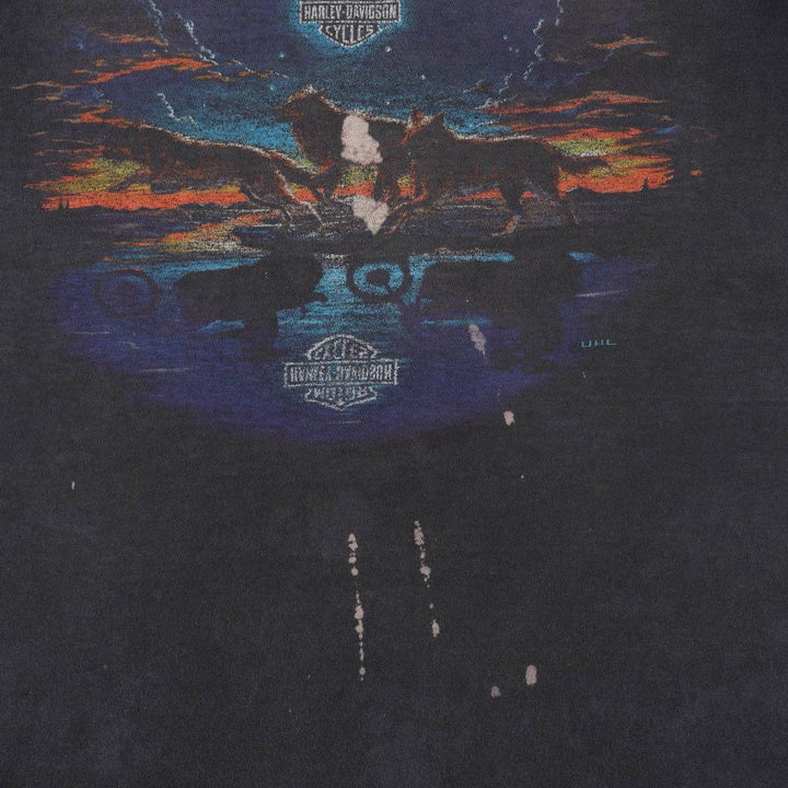 Harley-Davidson Motorcycle Bike T-shirt, Men's XL size unclear black type Vintage Second Hand