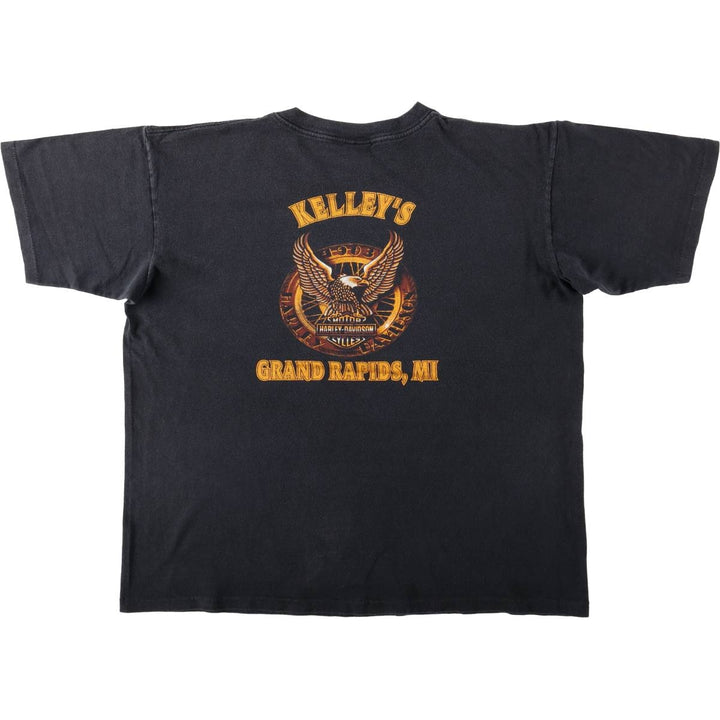 90'S Harley-Davidson Eagle Pattern Motorcycle Bike T-shirt Made in USA Men's XL cotton black type Vintage Second Hand
