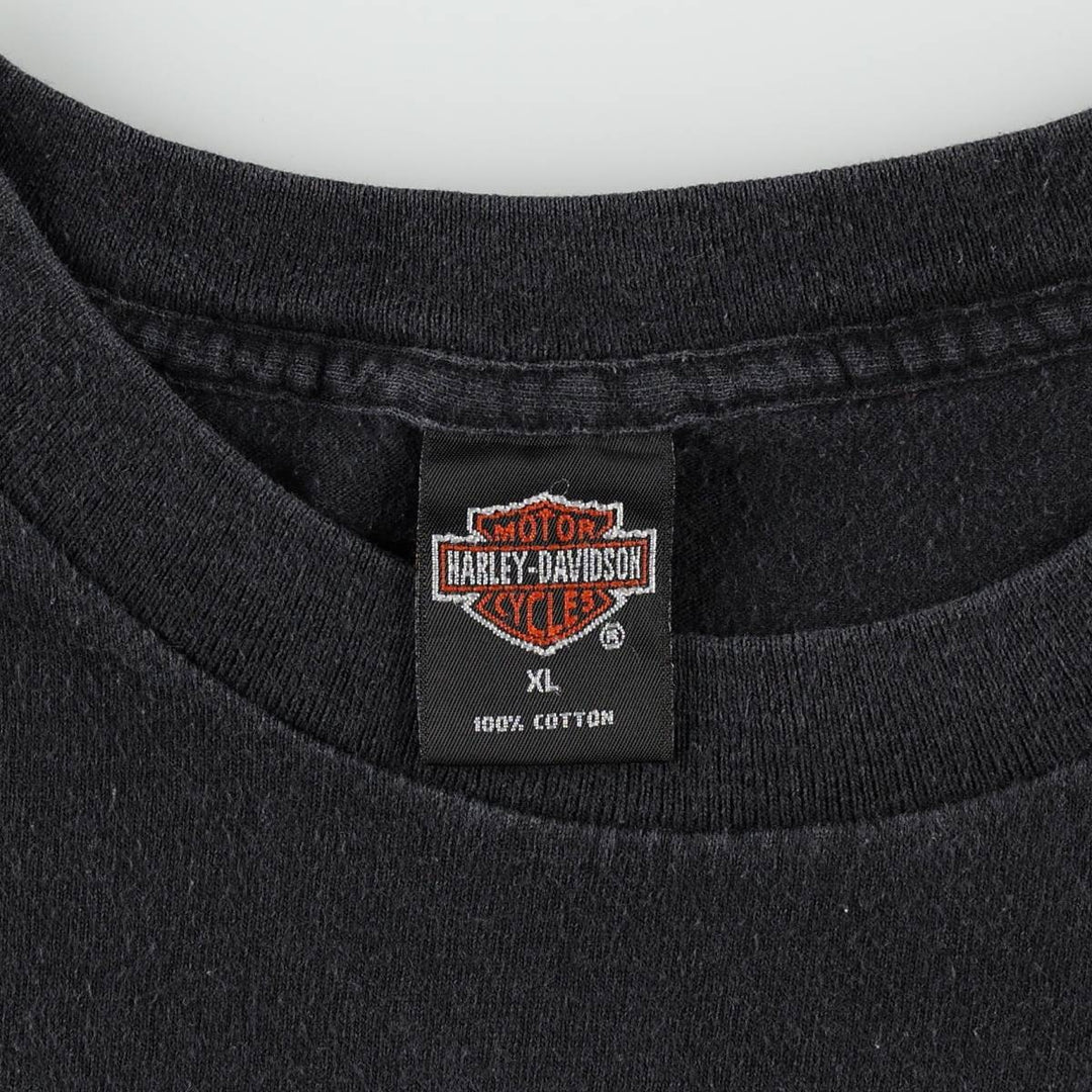 90'S Harley-Davidson Eagle Pattern Motorcycle Bike T-shirt Made in USA Men's XL cotton black type Vintage Second Hand