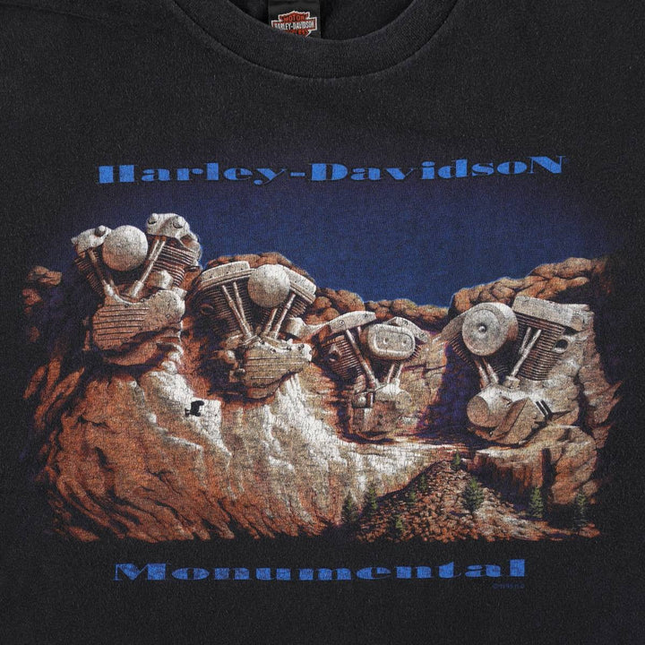 90'S Harley-Davidson Eagle Pattern Motorcycle Bike T-shirt Made in USA Men's XL cotton black type Vintage Second Hand