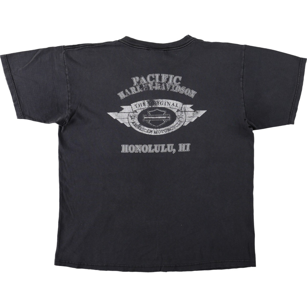 00'S Harley-Davidson Motorcycle Bike T-shirt Men's XL size cotton black type Vintage Second Hand