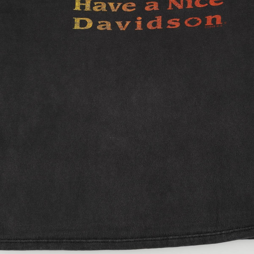 Harley-Davidson Eagle Pattern American Flag Motorcycle T-Shirt, Made in USA, Men's Size M (approx.) cotton black type Vintage Second Hand
