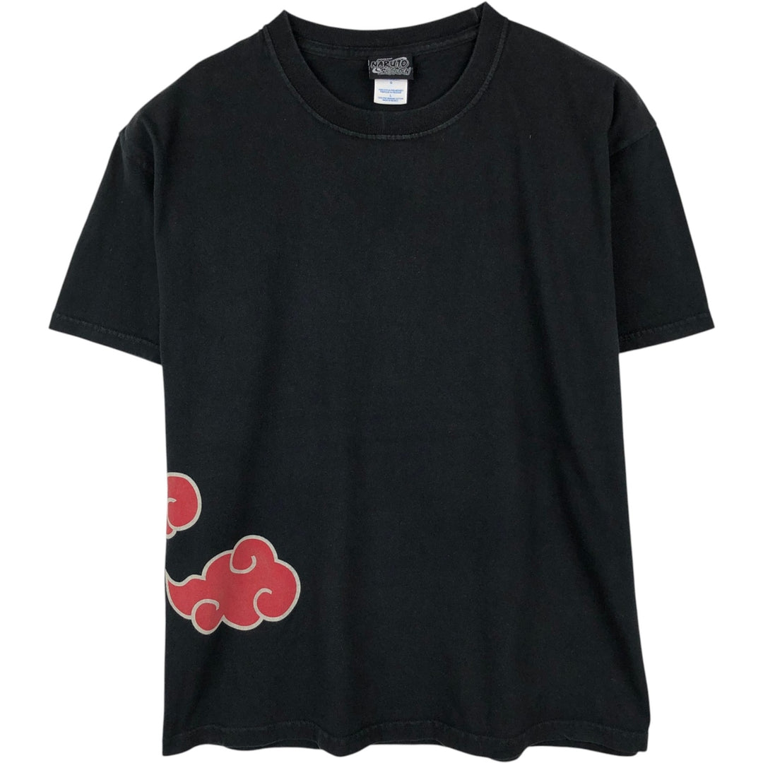 NARUTO SHIPPUDEN Akatsuki Anime Character Print T-Shirt (Men's Size L) cotton black type Vintage Second Hand
