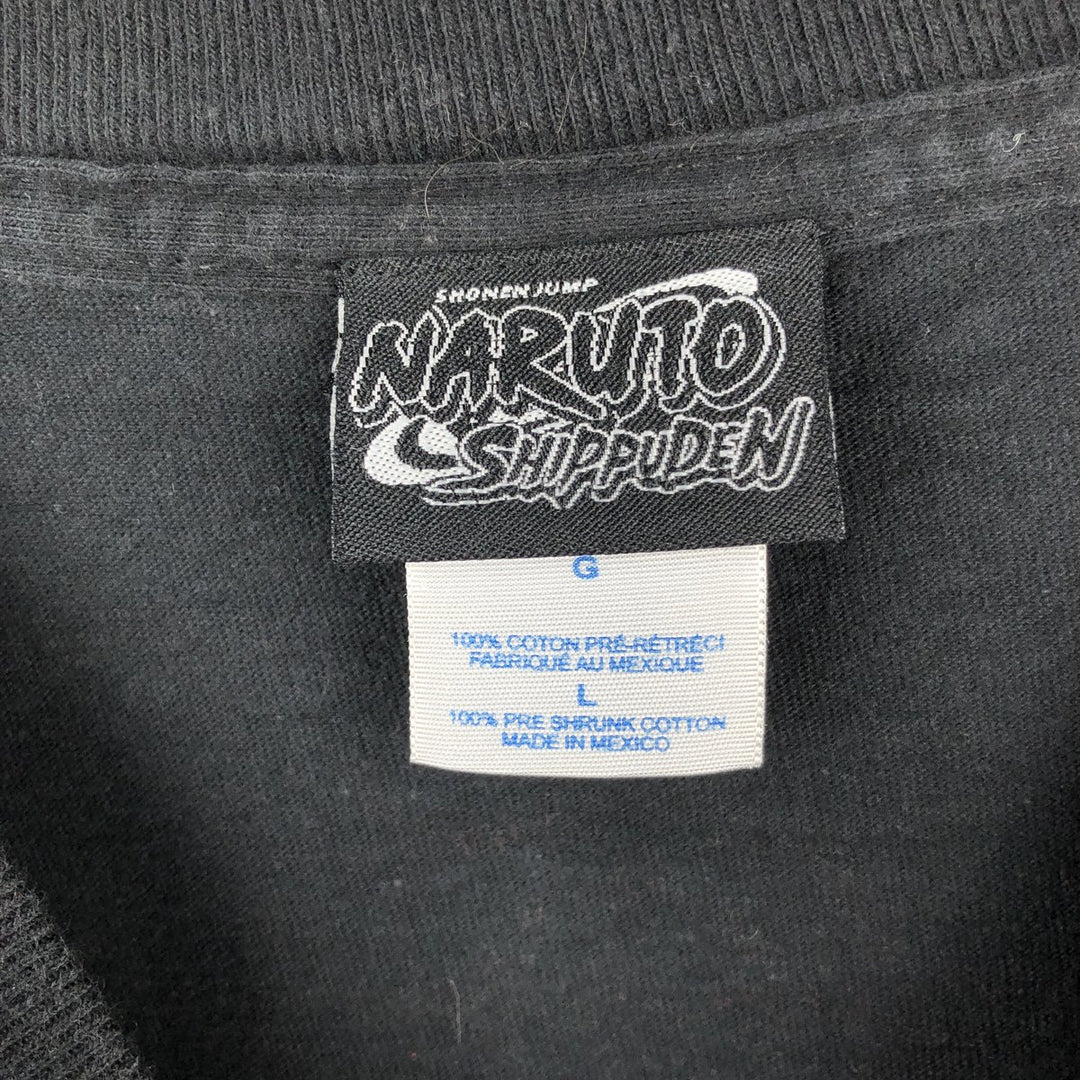 NARUTO SHIPPUDEN Akatsuki Anime Character Print T-Shirt (Men's Size L) cotton black type Vintage Second Hand