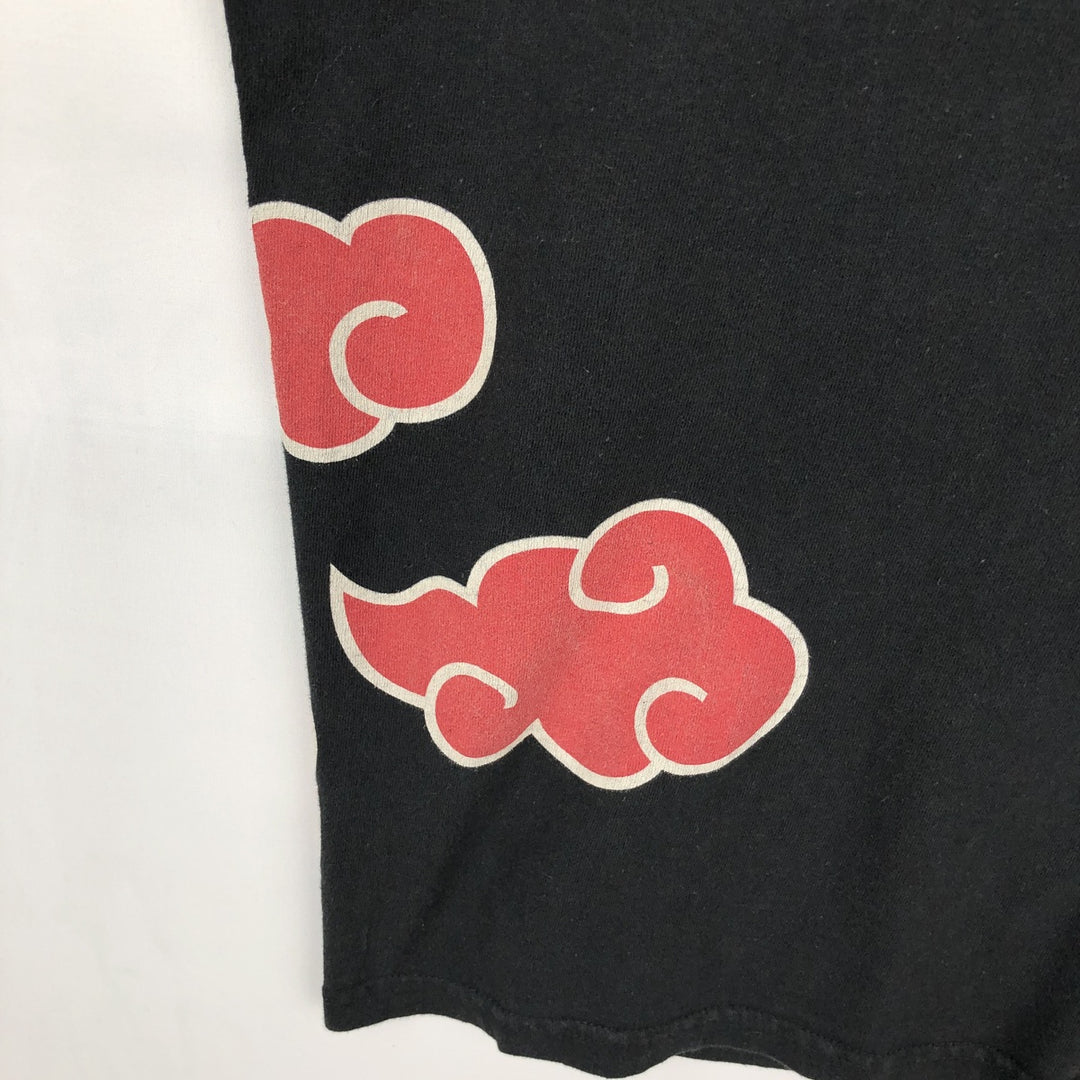NARUTO SHIPPUDEN Akatsuki Anime Character Print T-Shirt (Men's Size L) cotton black type Vintage Second Hand