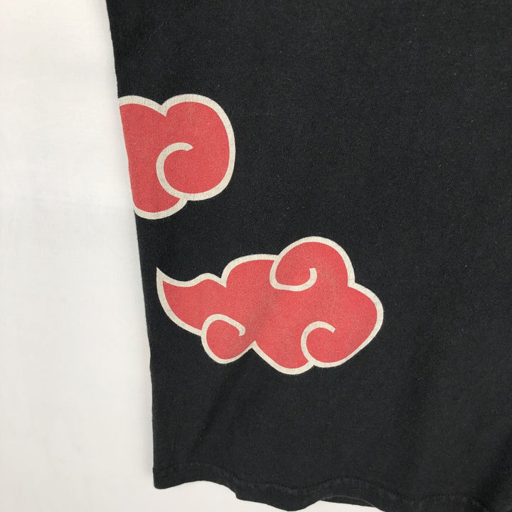 NARUTO SHIPPUDEN Akatsuki Anime Character Print T-Shirt (Men's Size L) cotton black type Vintage Second Hand