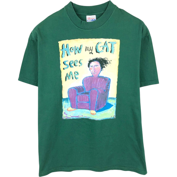 Hanes BEEFY-T Art T-Shirt, Men's Size XL (equivalent) cotton green type Vintage Second Hand