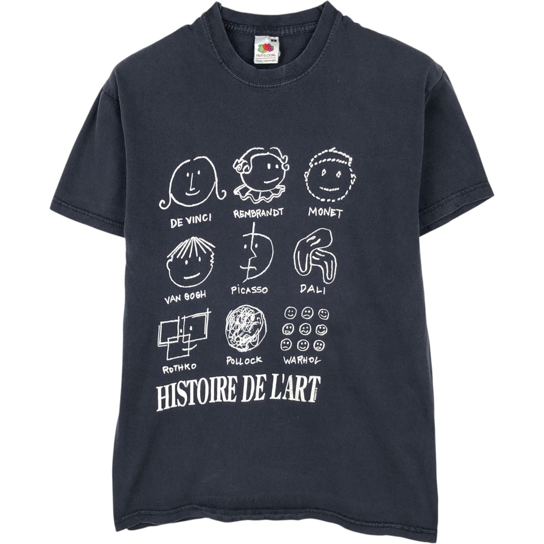 Fruit of the Loom Art T-shirt, Men's Size S (approx.), Vintage cotton black type Vintage Second Hand