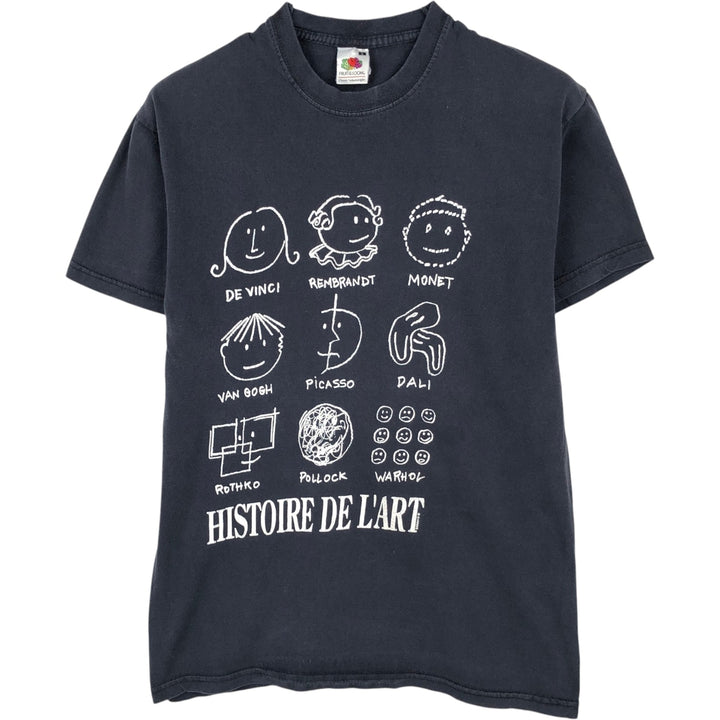 Fruit of the Loom Art T-shirt, Men's Size S (approx.), Vintage cotton black type Vintage Second Hand