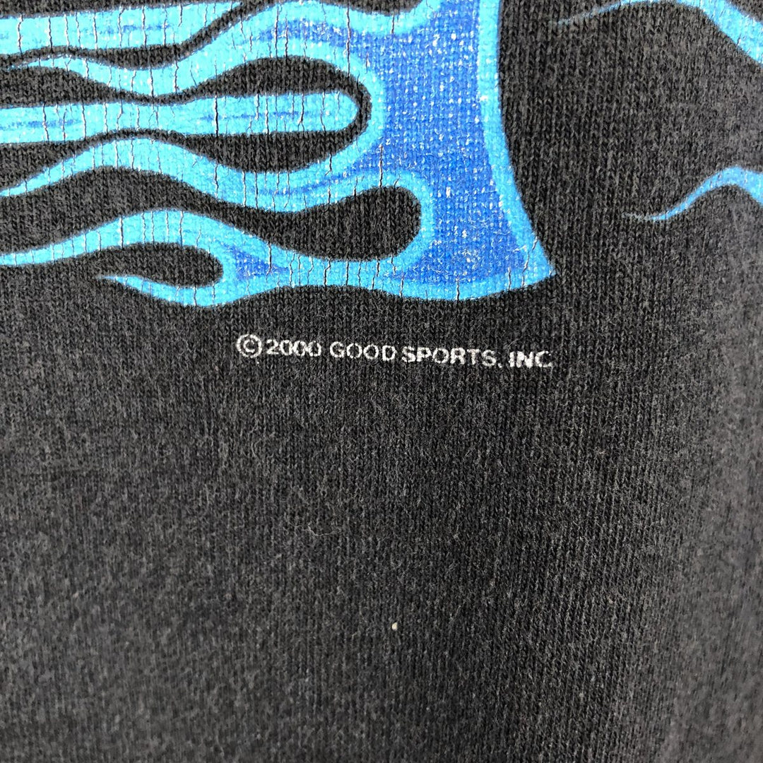 2000'S Delta Fire Pattern Motorcycle Long-Sleeve T-Shirt (Men's XL equivalent) cotton black type Vintage Second Hand