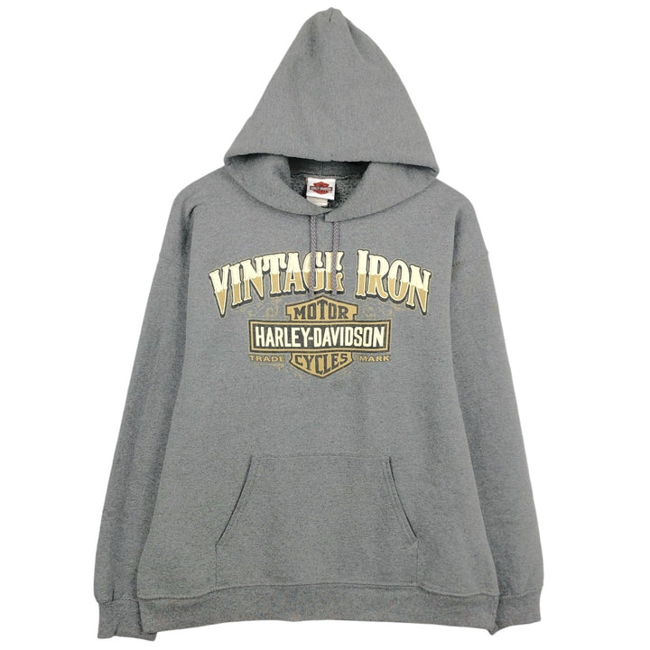 Harley-Davidson Advertising Pullover Hoodie, Men's Size Medium cotton gray type Vintage Second Hand