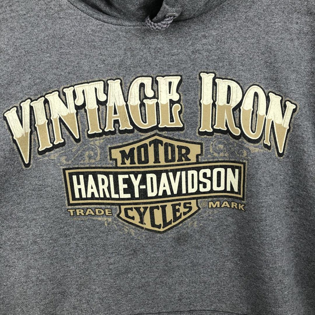 Harley-Davidson Advertising Pullover Hoodie, Men's Size Medium cotton gray type Vintage Second Hand