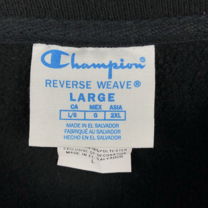 Champion REVERSE WEAVE DECARO'S PIZZERIA advertising sweatshirt, men's size L (approx.) cotton black type Vintage Second Hand