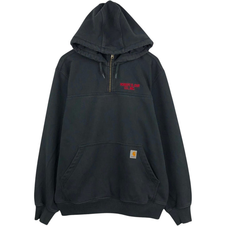 Carhartt Robert B. Our Co., Inc. Half-Zip Advertising Sweatshirt Pullover Hoodie, Men's Size L (approx.) cotton black type Vintage Second Hand