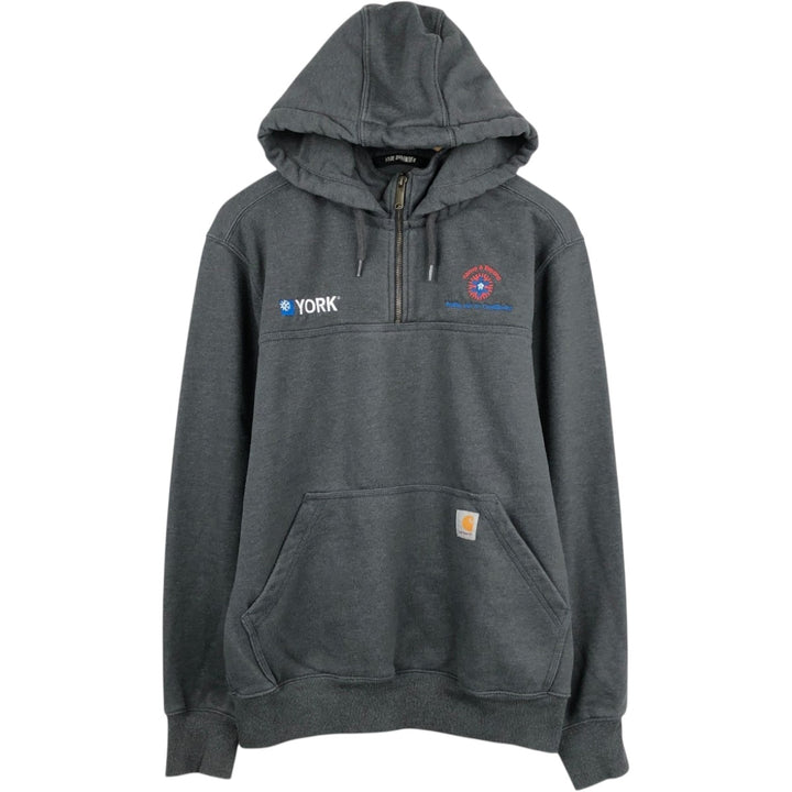 Carhartt Above and Beyond Heating and Air Conditioning YORK Advertising Sweat Half-Zip Hoodie cotton Charcoal Vintage Second Hand