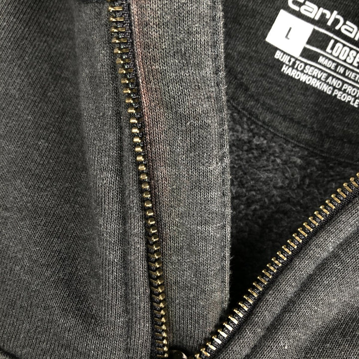 Carhartt Loose Fit Rain Defender Sweat Half-Zip Hoodie (Men's Size L) cotton Charcoal Vintage Second Hand