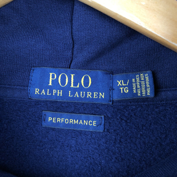 Ralph Lauren POLO RALPH LAUREN PERFORMANCE sweatshirt pullover hoodie, men's size XL cotton navy blue type Vintage Second Hand