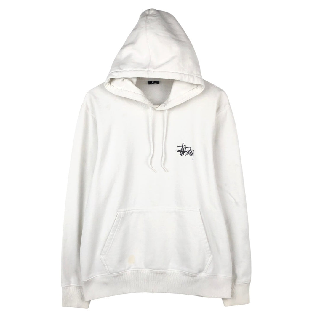 Stussy sweatshirt pullover hoodie, men's size M polyester white type Vintage Second Hand