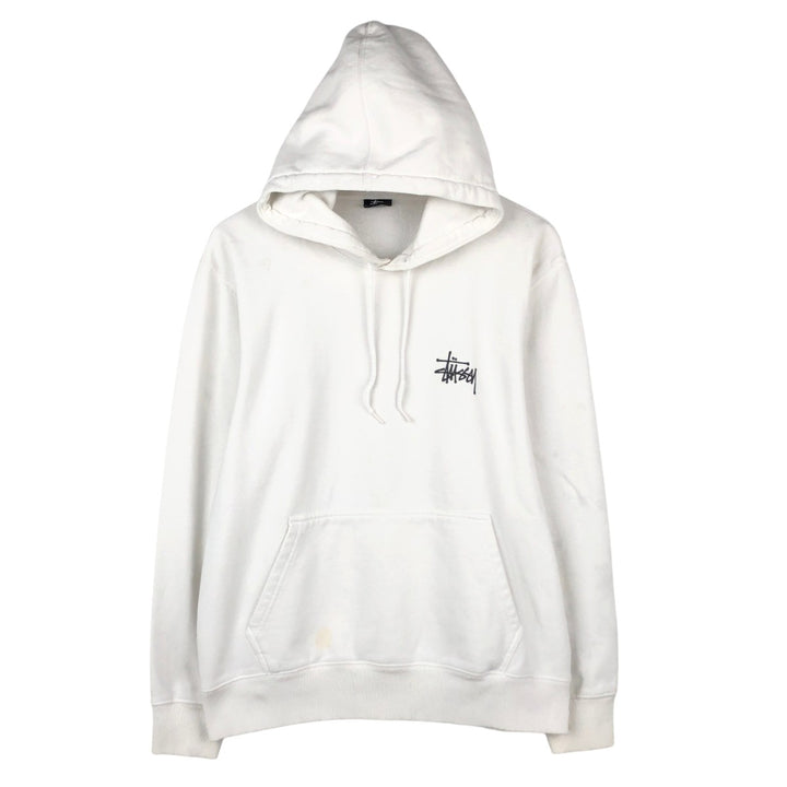 Stussy sweatshirt pullover hoodie, men's size M polyester white type Vintage Second Hand