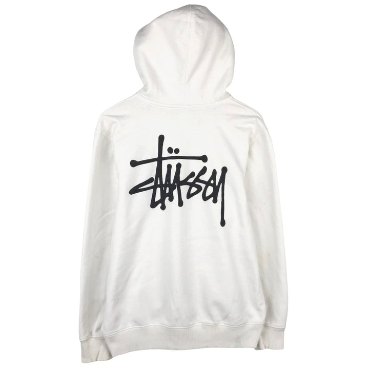 Stussy sweatshirt pullover hoodie, men's size M polyester white type Vintage Second Hand