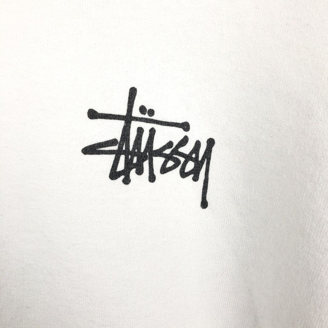Stussy sweatshirt pullover hoodie, men's size M polyester white type Vintage Second Hand