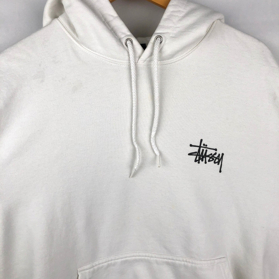 Stussy sweatshirt pullover hoodie, men's size M polyester white type Vintage Second Hand