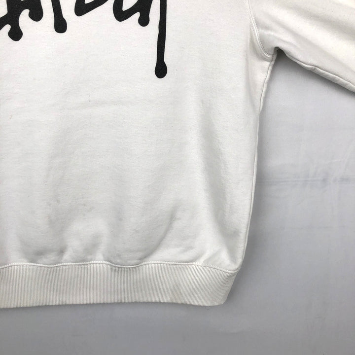 Stussy sweatshirt pullover hoodie, men's size M polyester white type Vintage Second Hand