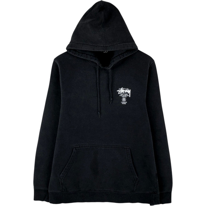 STUSSY sweatshirt pullover hoodie, men's size L cotton black type Vintage Second Hand