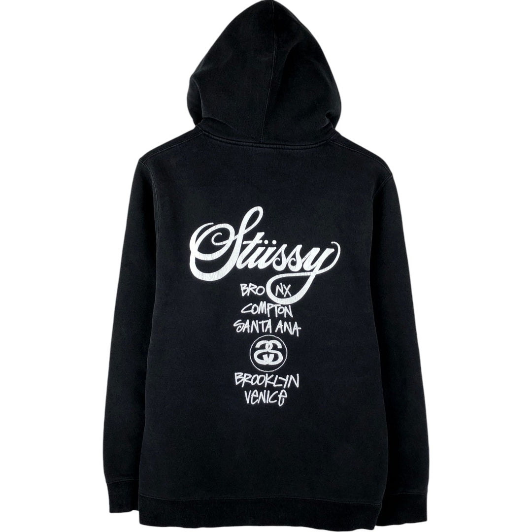 STUSSY sweatshirt pullover hoodie, men's size L cotton black type Vintage Second Hand