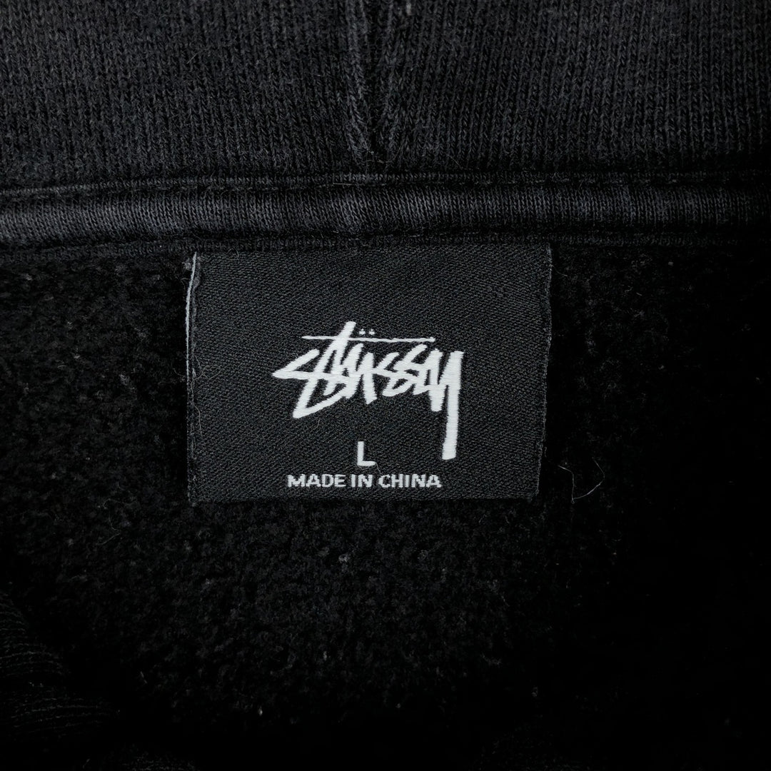 STUSSY sweatshirt pullover hoodie, men's size L cotton black type Vintage Second Hand