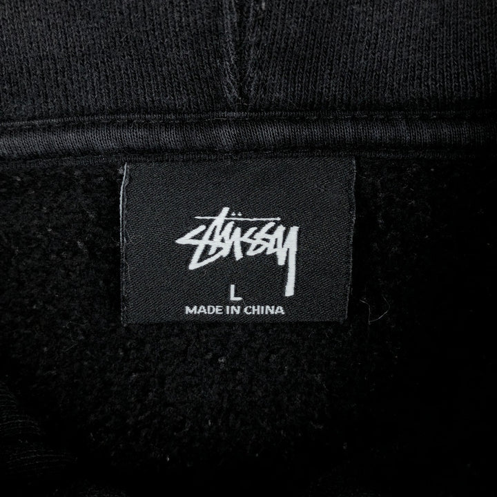 STUSSY sweatshirt pullover hoodie, men's size L cotton black type Vintage Second Hand