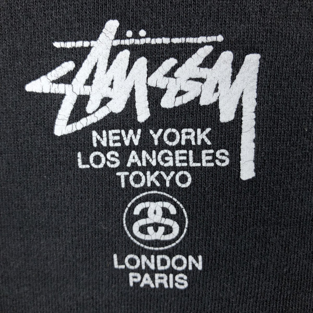STUSSY sweatshirt pullover hoodie, men's size L cotton black type Vintage Second Hand