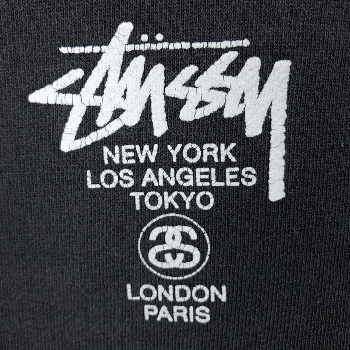 STUSSY sweatshirt pullover hoodie, men's size L cotton black type Vintage Second Hand