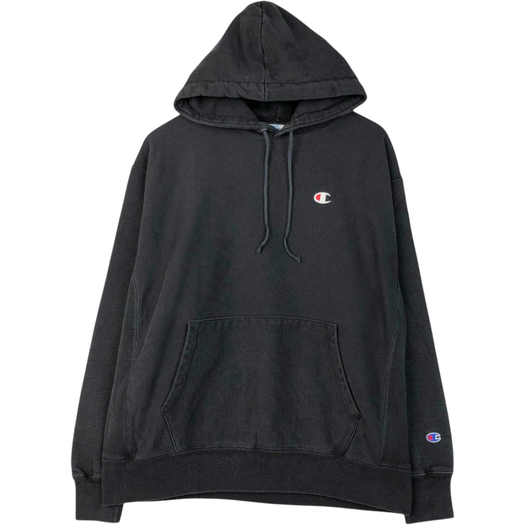 Champion REVERSE WEAVE Reverse Weave Sweat Pullover Hoodie Men's L size cotton black type Vintage Second Hand