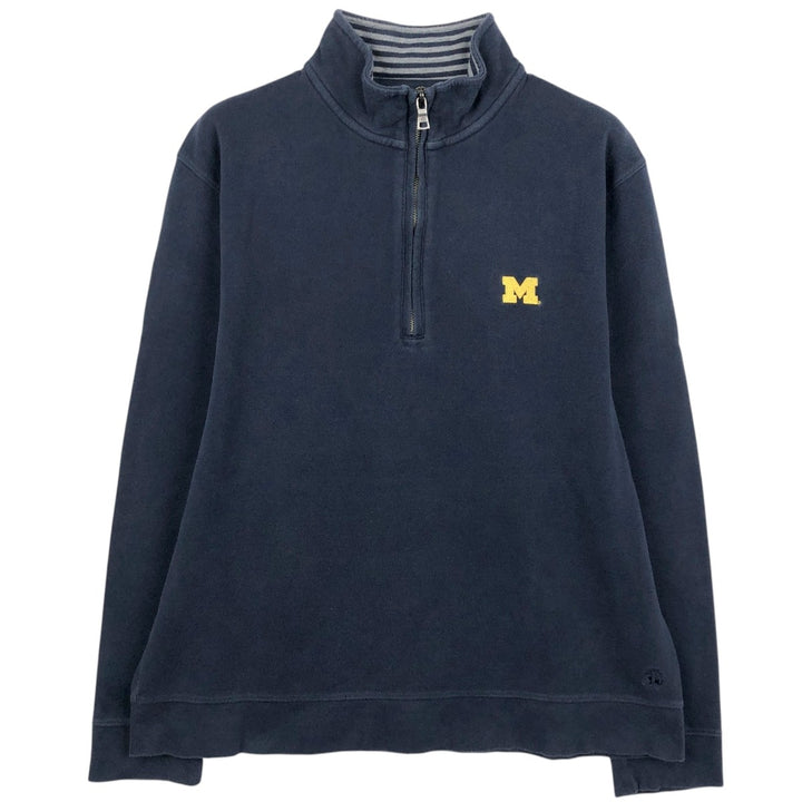 Brooks Brothers MICHIGAN University of Michigan College Piqué Half-Zip Sweatshirt (Men's XL equivalent) Pima Cotton navy blue type Vintage Second Hand